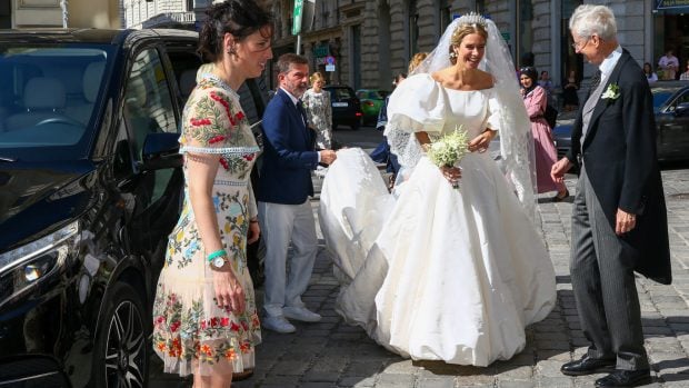 La princesa Maria Anunciata de Leichtenstein llegando a la iglesia./Gtres