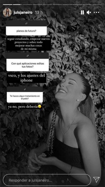 Julia Janeiro ha respondido a varias preguntas en Instagram./Instagram @julsjaneiro