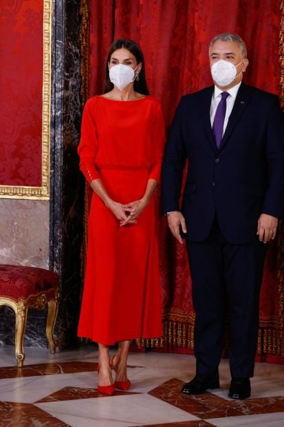 La Reina Letizia durante su intervenci&oacute;n en un evento con el presidente de Colombia./Gtres