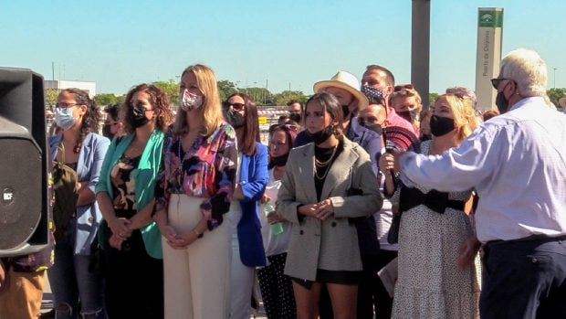 Gloria Camila, Amador Mohedano y Jos&eacute; Ortega Cano en el homenaje a Roc&iacute;o Jurado./Gtres