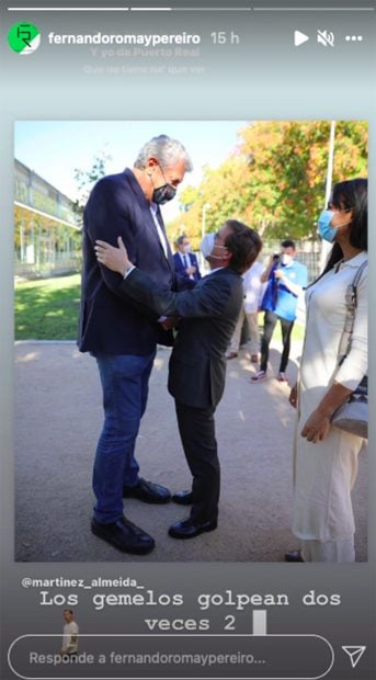 Fernando Romay tambi&eacute;n ha compartido la misma fotograf&iacute;a que Jos&eacute; Luis Mart&iacute;nez-Almedia a trav&eacute;s de sus 'stories' de Instagram./Instagram @fernandoromaypereiro