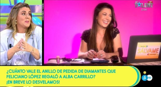 Una tasadora ha dado el valor real del anillo de pedida de Feliciano L&oacute;pez a Alba Carrillo / Telecinco