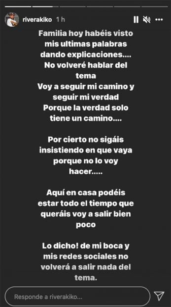 Kiko Rivera ha decidido alejarse del foco medi&aacute;tico por su bienestar./Instagram @riverakiko