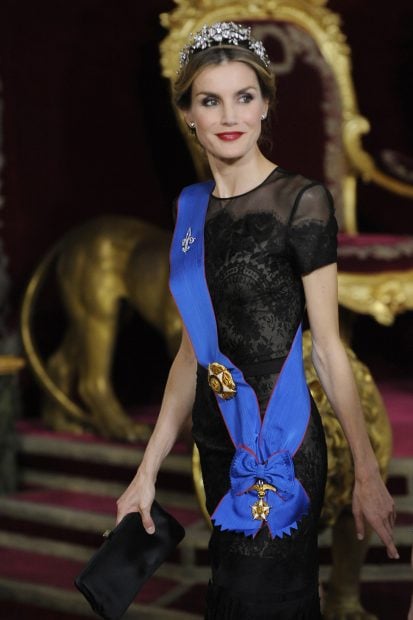 Letizia tiara floral, Letizia gala, Letizia vestido largo,