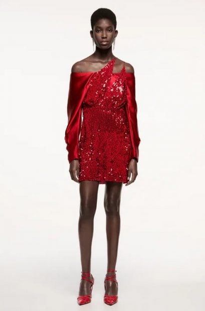Vestido terciopelo lentejuelas Zara