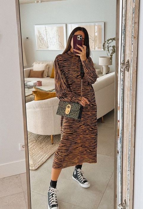 Mar&iacute;a F. Rub&iacute;es enamora con este vestido de punto de Zara de lo m&aacute;s animal que se agota en horas