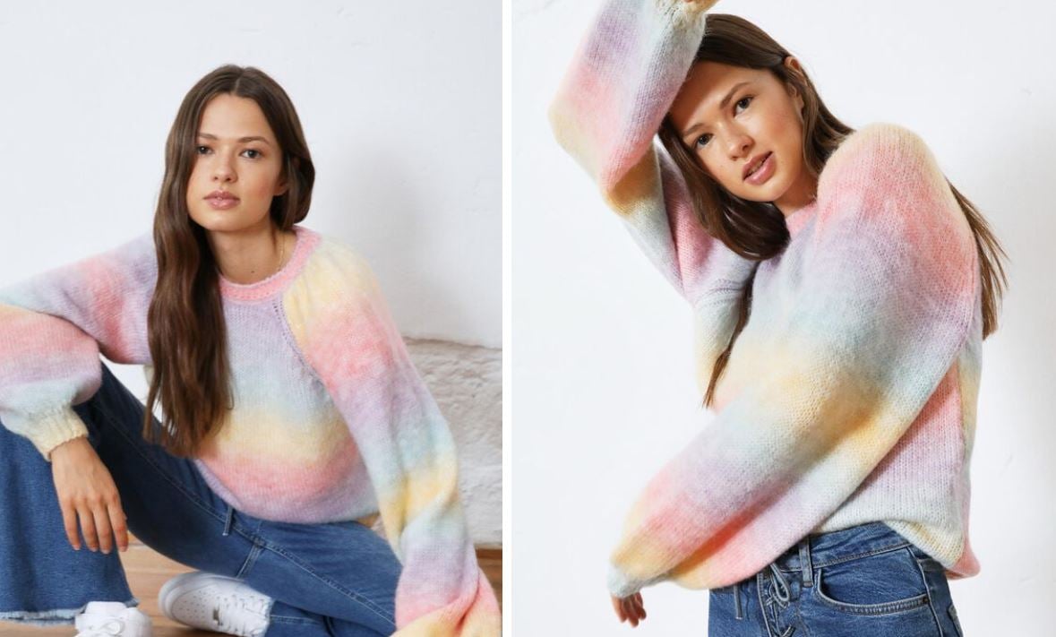 Te encantar&aacute; el jersey multicolor de Springfield para combinar con un pantal&oacute;n negro.