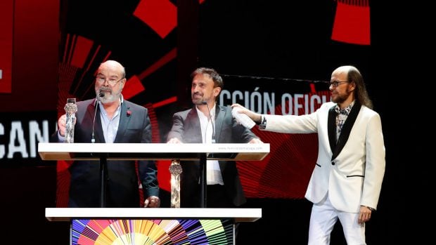 Antonio Resines, Santiago Segura y Jos&eacute; Mota, en un evento./Gtres