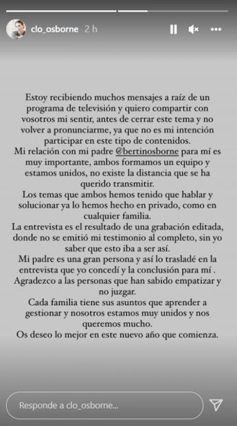 Storie de Claudia Osborne / Instagram