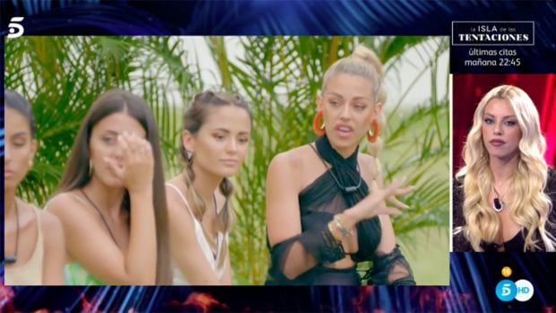 Sandra por primera vez en el plat&oacute;./Telecinco