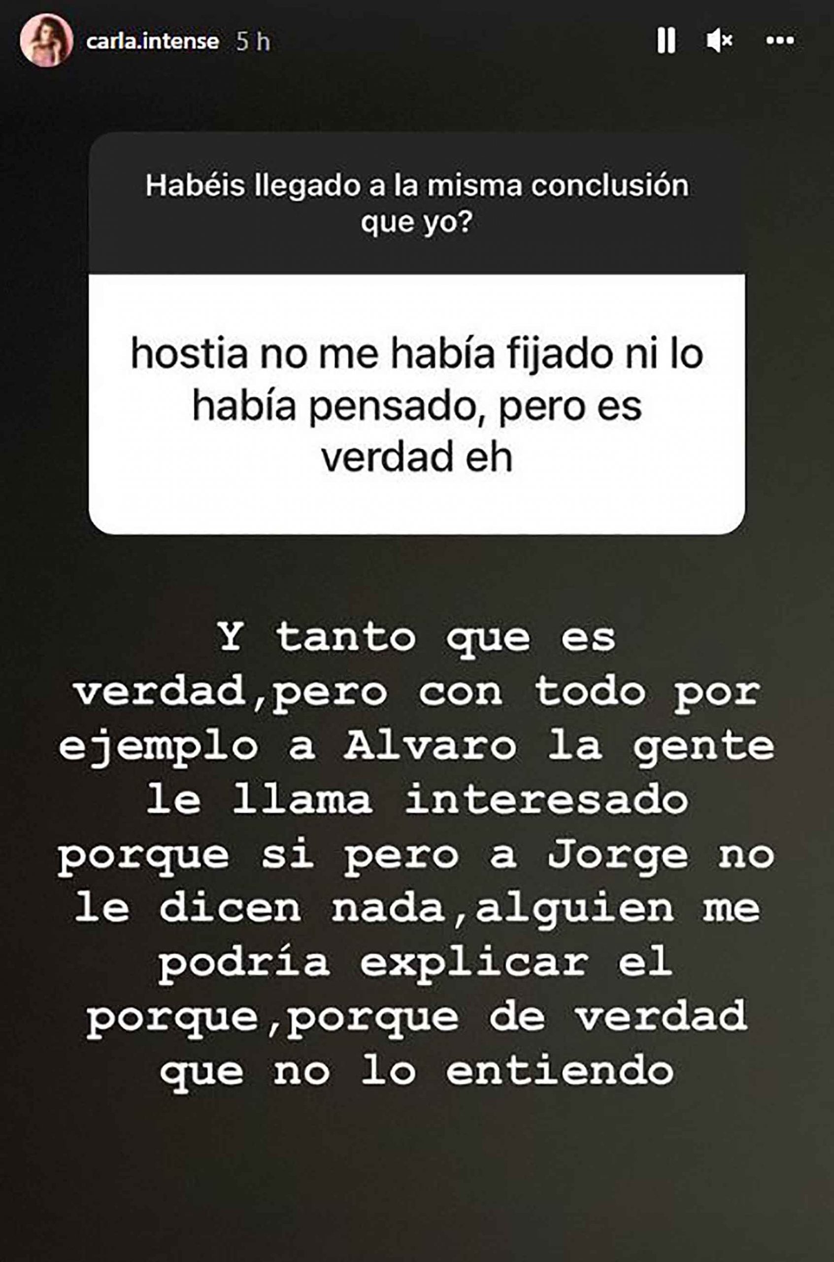 'Storie' de Carla Vigo / Instagram