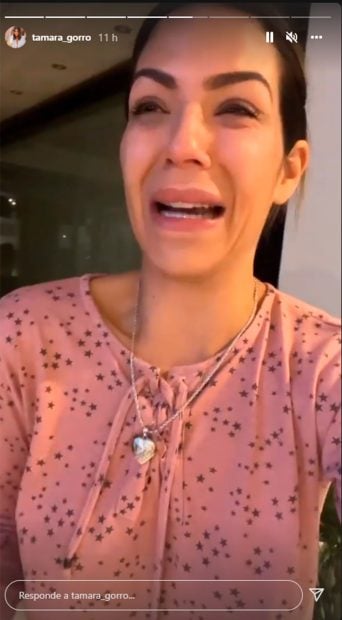 Tamara Gorro, llorando en redes / Instagram