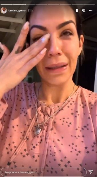Tamara Gorro, llorando en redes. / Instagram