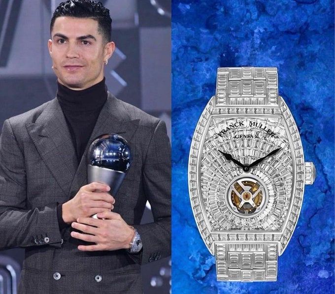 El reloj con el que Cristiano recogi&oacute; el 'The Best' / Twitter