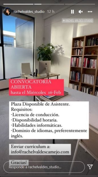 Storie de Rachel Vald&eacute;s / Instagram