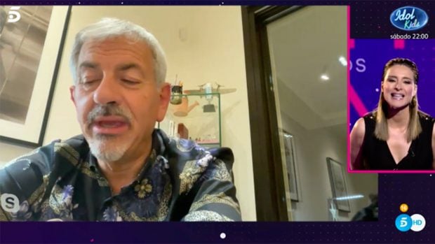 Carlos Sobera desde su casa al dar positivo en Covid-19./Telecinco