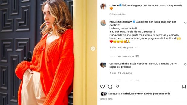 Roc&iacute;o Flores veta algunos comentarios en Instagram./Instagram @rotrece
