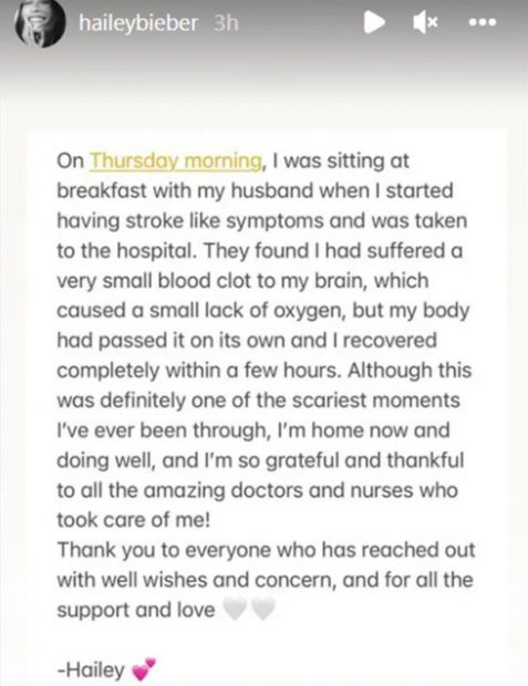 Storie de Hailey Bieber / Instagram
