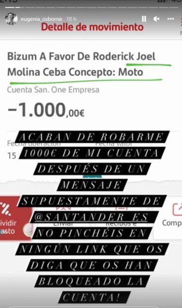 Palabras de Eugenia Osborne / Instagram