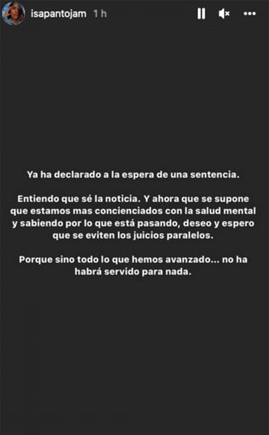 Isa Pantoja se pronuncia a trav&eacute;s de las redes sociales./Instagram @isapantojam