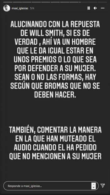 Storie de Maxi Iglesias / Instagram