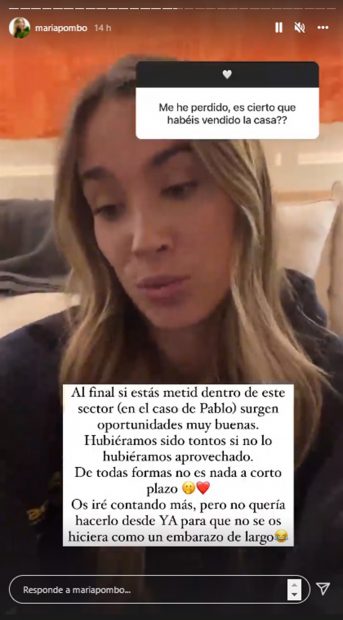 Storie de Mar&iacute;a Pombo / Instagram