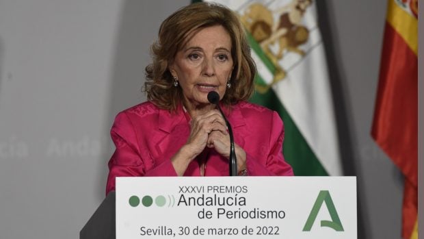 Mar&iacute;a Teresa Campos dando un discurso tras recoger el premio./Gtres