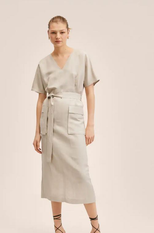 El vestido de lino de Mango con bolsillos estilo militar