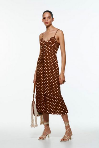 Vestido midi de lunares de Zara / Zara