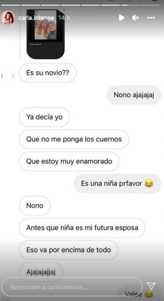 Carla Vigo comparte una conversaci&oacute;n de Instagram / Instagram @carla.intense