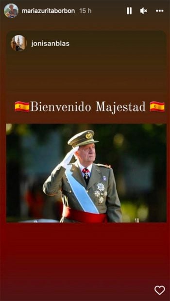 Mar&iacute;a Zurita da la bienvenida a don Juan Carlos / @mariazuritaborbon