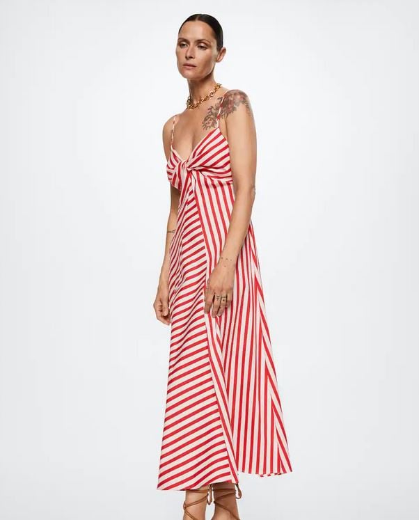 El vestido de rayas rojas de Mango que puedes combinar con su camisa a juego