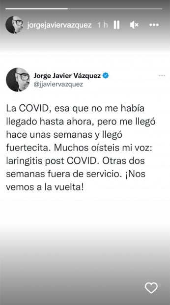 Storie de Jorge Javier V&aacute;zquez / Instagram