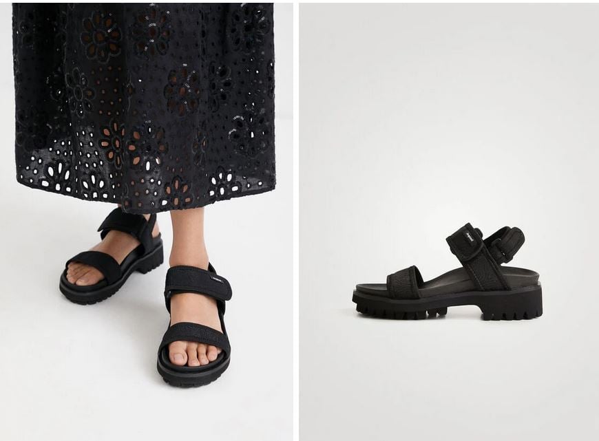 Las sandalias negras de Desigual con suela comod&iacute;sima y tiras de neopreno