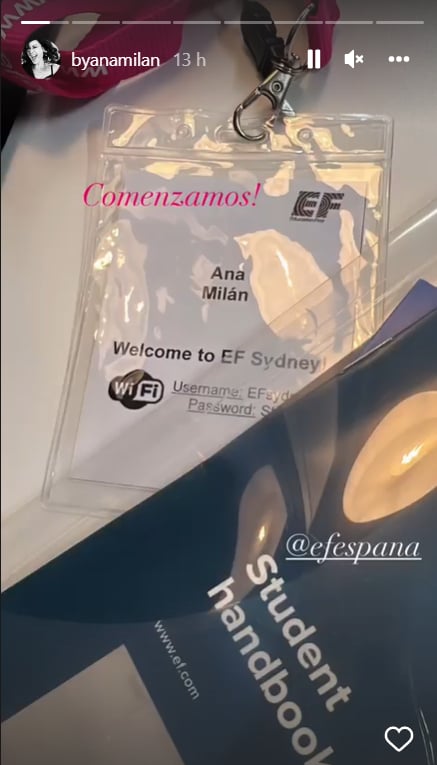 Acreditaci&oacute;n de Ana Mil&aacute;n en Sidney / Instagram