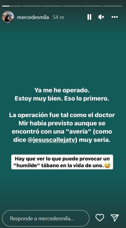 Storie de Mercedes Mil&aacute; en Instagram 