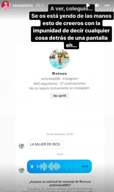Storie de Sara S&aacute;lamo / Instagram