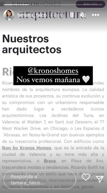 Storie de Tamara Falc&oacute; / Instagram