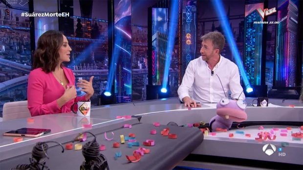 Tamara Falc&oacute; y Pablo Motos en 'El Hormiguero' / Antena 3