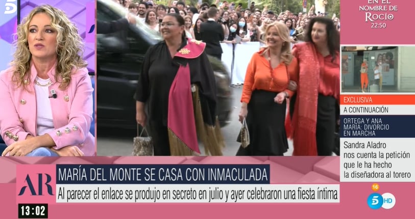Sandra Aladro, opinando sobre Mar&iacute;a del Monte / Telecinco