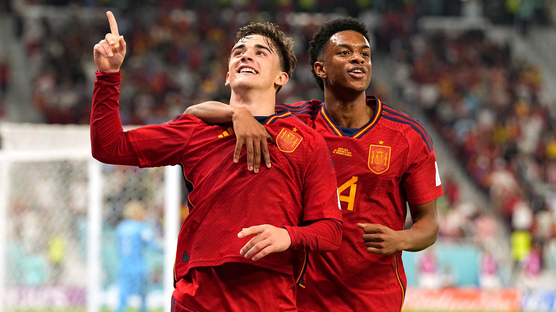 Gavi celebra un gol con España / Gtres
