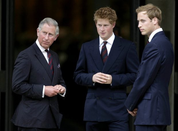 El pr&iacute;ncipe Enrique, el pr&iacute;ncipe Guillermo y Carlos III en el servicio en memoria de la princesa Diana / Gtres