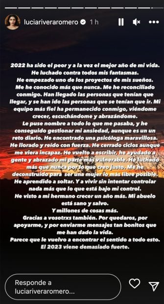 El balance del a&ntilde;o de Luc&iacute;a Rivera / Instagram