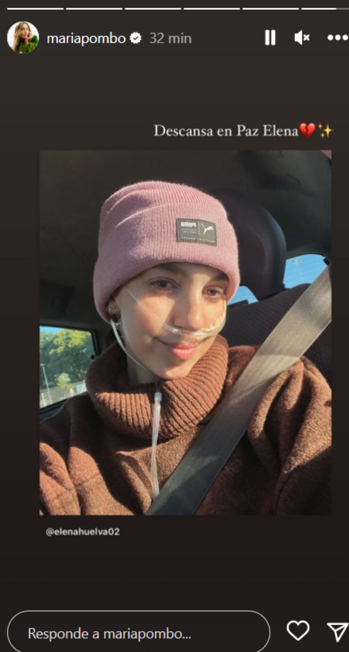 Mar&iacute;a Pombo se despide de Elena Huelva / Instagram
