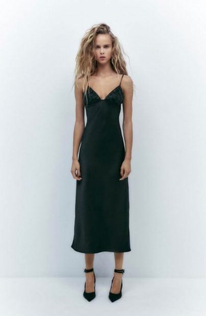 Vestido satén de Zara / Zara