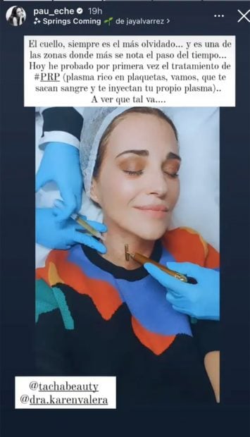 Paula Echevarría realizándose un retoque estético / Instagram