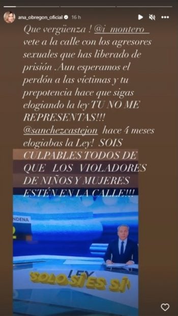 Ana Obreg&oacute;n criticando al gobierno / Instagram