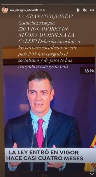 Ana Obreg&oacute;n criticando al gobierno / Instagram
