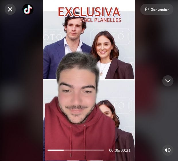 Abel Planelles desvelando el supuesto embarazo de Tamara Falc&oacute;. / TikTok