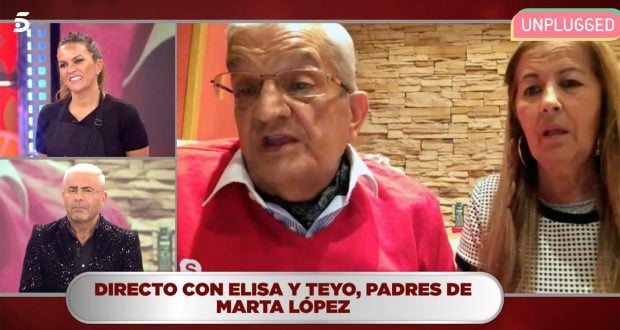 Marta L&oacute;pez hablando en directo con sus padres / Telecinco